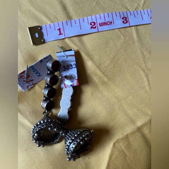 2 for 1! Authentic Indian jeweled and peacock 🦚 motif jhumka earrings - Picture 6 of 13